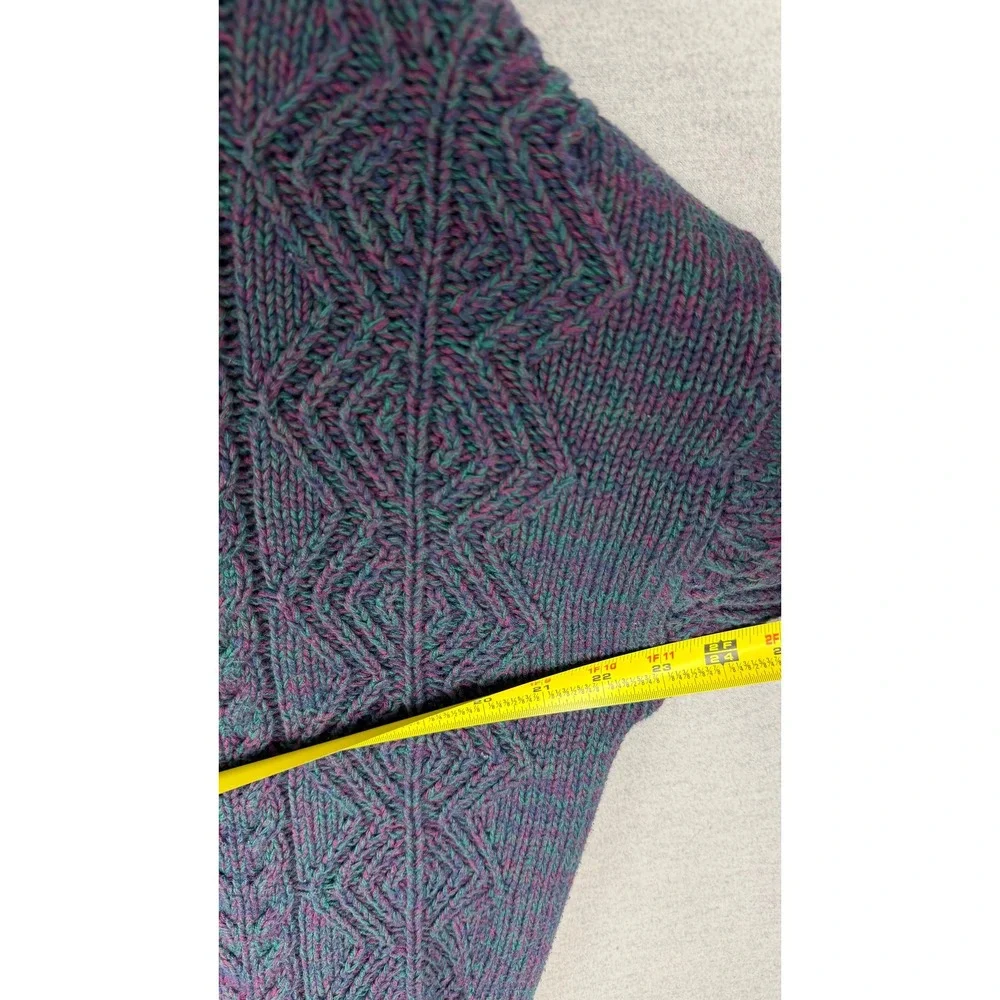 Eddie Bauer Vintage Cable Knit Sweater Mens XL Teal‎ Purple Marled Crewneck